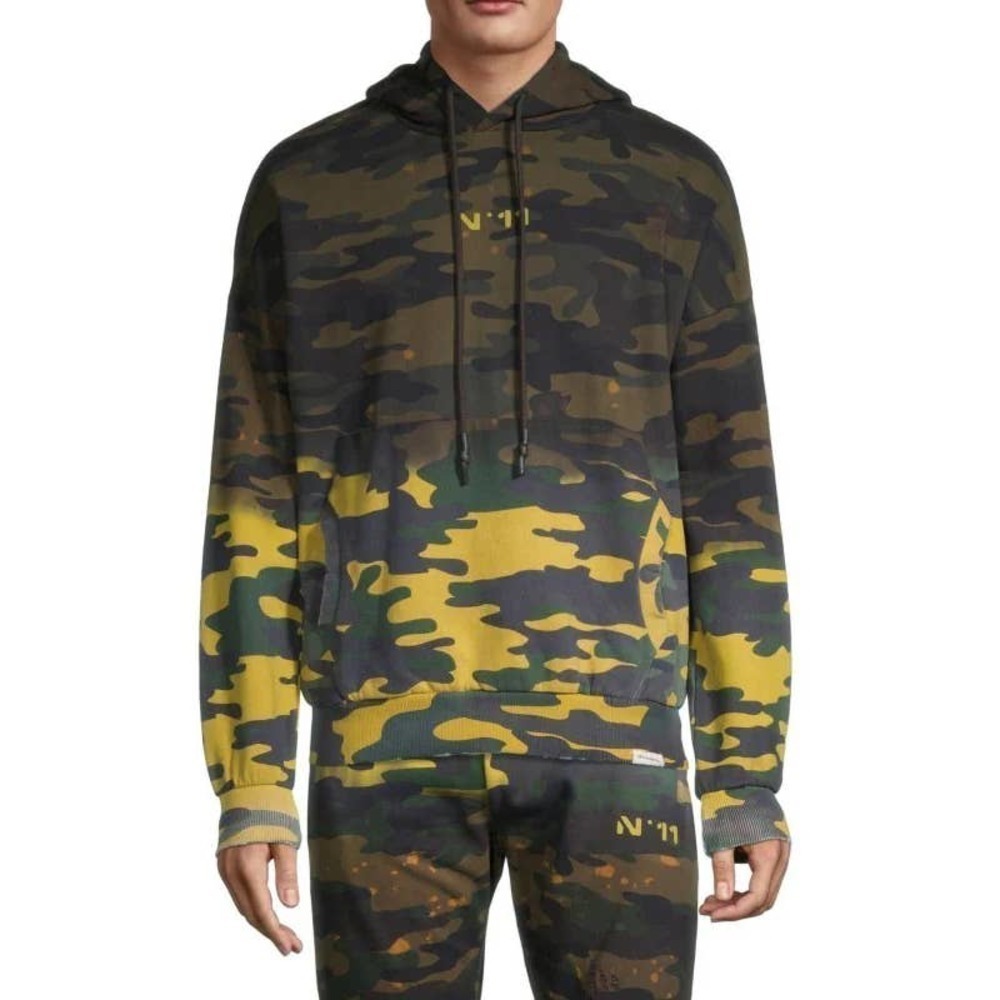 ELEVEN PARIS Distructed mHooded Camo Sweatshirt Size S/M